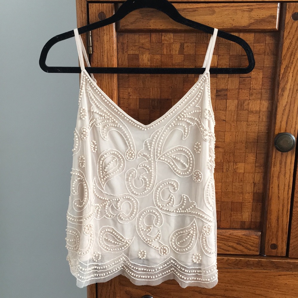 Cream Beaded Top